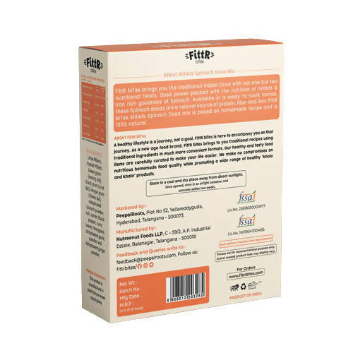 FittR biTes Millets Spinach Instant Dosa Mix - Distacart