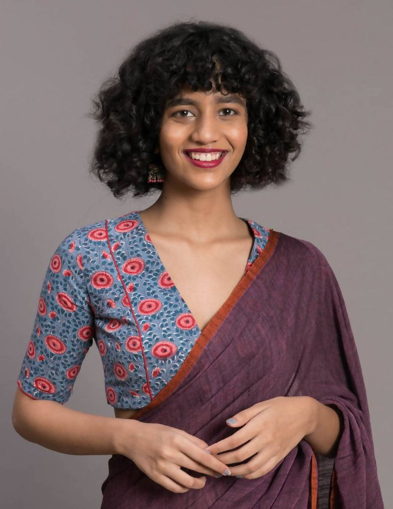 Suta Purple Orange Solid Cotton Blend Saree - Distacart