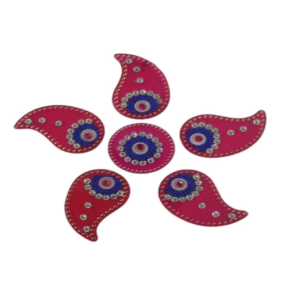 Kundan HandiKrafts Handcrafted Maroon & Blue Colour Kundan Rangoli - Distacart