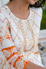 Thumbnail for Juniper Women's White Yellow Rayon Festive Wear Printed Gotta Work Dress - Distacart
