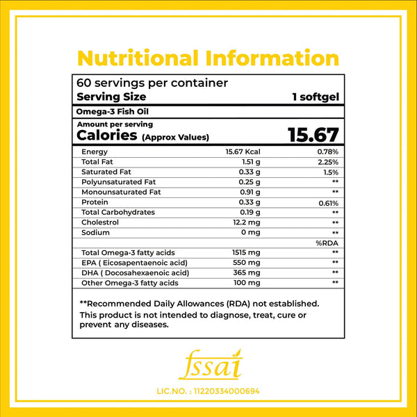 Boldfit Omega-3 Fish Oil Triple Strength Softgels - Distacart