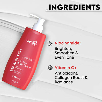 Clensta Red Aloe Vera Skin Glow Body Lotion - Distacart