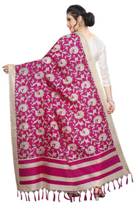 Thumbnail for Vamika Pink Printed Khadi Bhagalpuri Dupatta