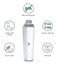 Thumbnail for Vaya Drynk Stainless Steel Water Bottle Tumbler for Office - 600ml (White) - Distacart