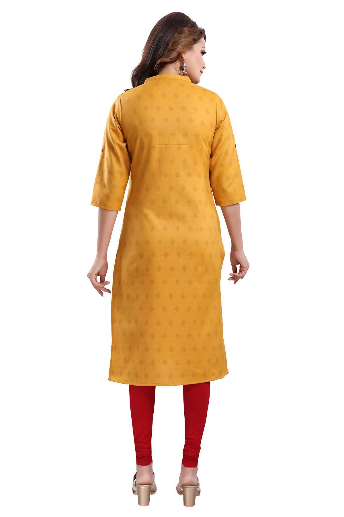 Snehal Creations Mustard Casual Cotton Printed Ladies Kurti - Distacart