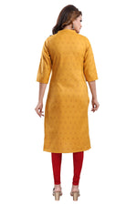 Thumbnail for Snehal Creations Mustard Casual Cotton Printed Ladies Kurti - Distacart
