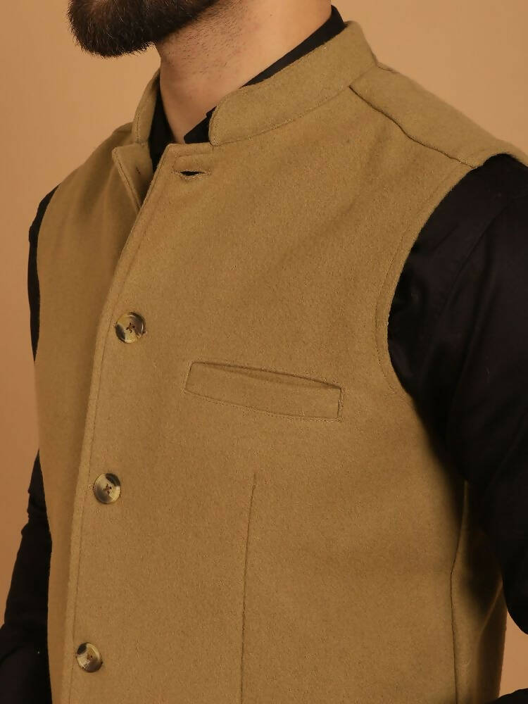 Even Apparels Pure Wool Nehru Jacket - Beige - Distacart