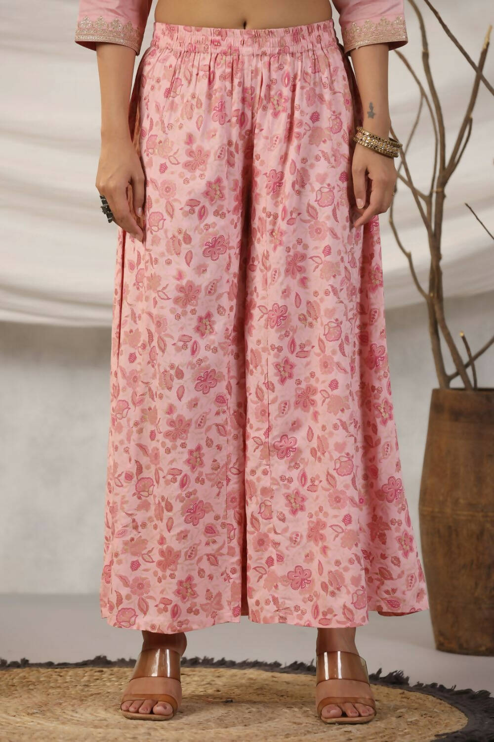 Juniper Women Peach Embroidered Kurta, Pants and Dupatta Set - Distacart