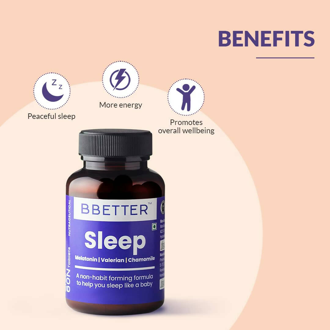 BBETTER Sleep Tablets Melatonin, Valerian, Chamomile - Distacart