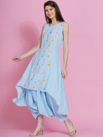 Thumbnail for Women Republic Powder Blue Hand Embellished Kurta With Harem Pants - Distacart