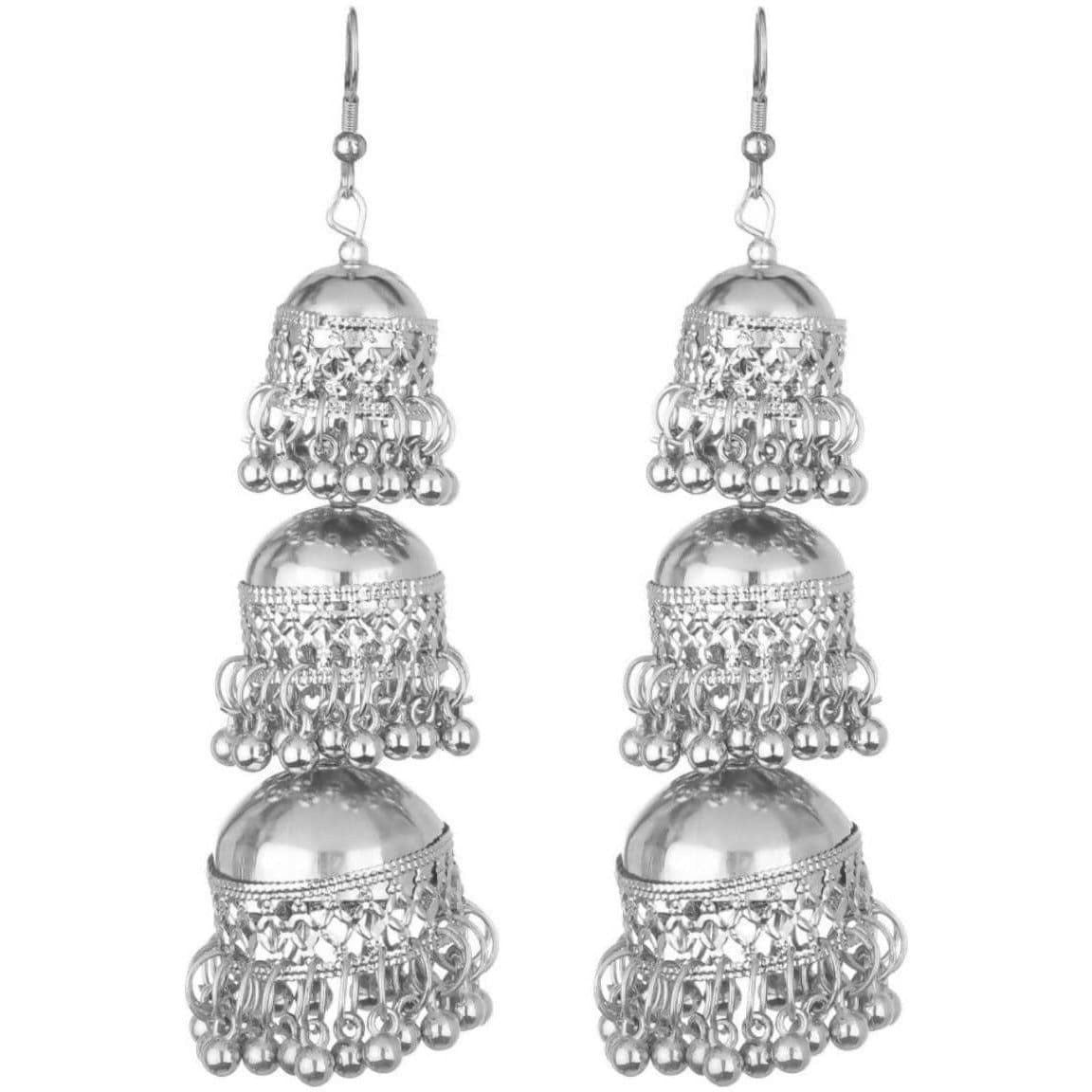 Afghani Kashmiri Tribal Oxidized Dangle Long Earrings