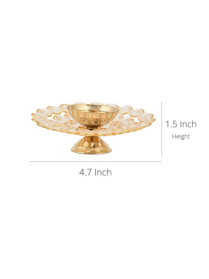 CraftVatika Gold-Toned Crystal Akhand Diya Oil Puja Lamp - Distacart