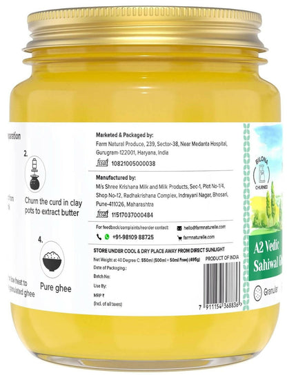 Farm Naturelle A2 Vedic Sahiwal Ghee - Desi Cow Ghee - Distacart