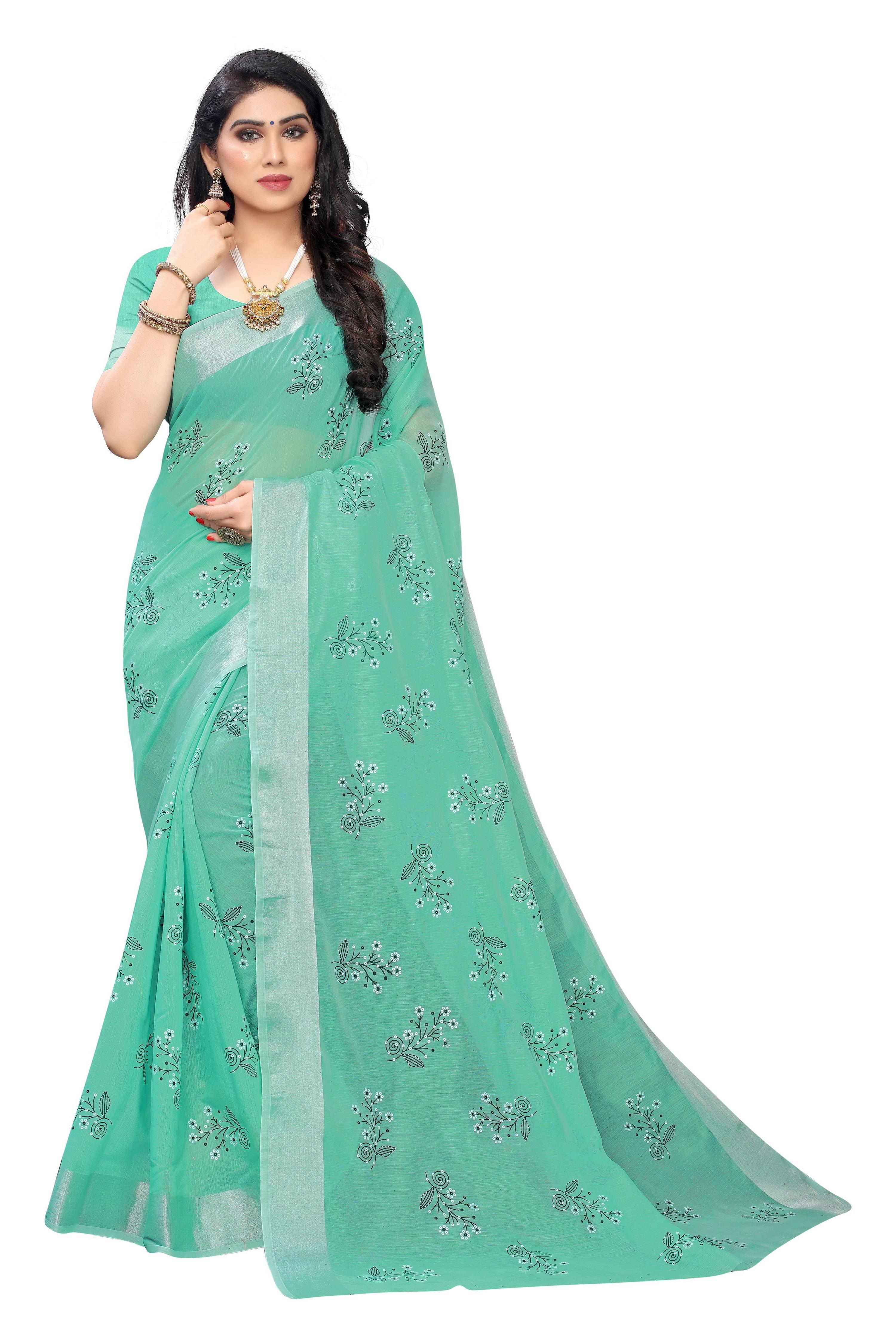 Vamika Rama Green Chanderi Designer Saree