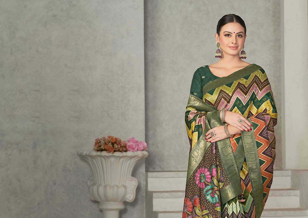 Green Rangkat Tussar Silk Woven Design Saree with Unstitched Blouse - Mohmanthan Eshani - Distacart