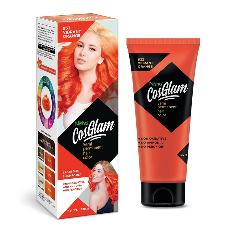 Nisha Cosglam Semi Permanent Hair Color 33 Vibrant Orange - Distacart
