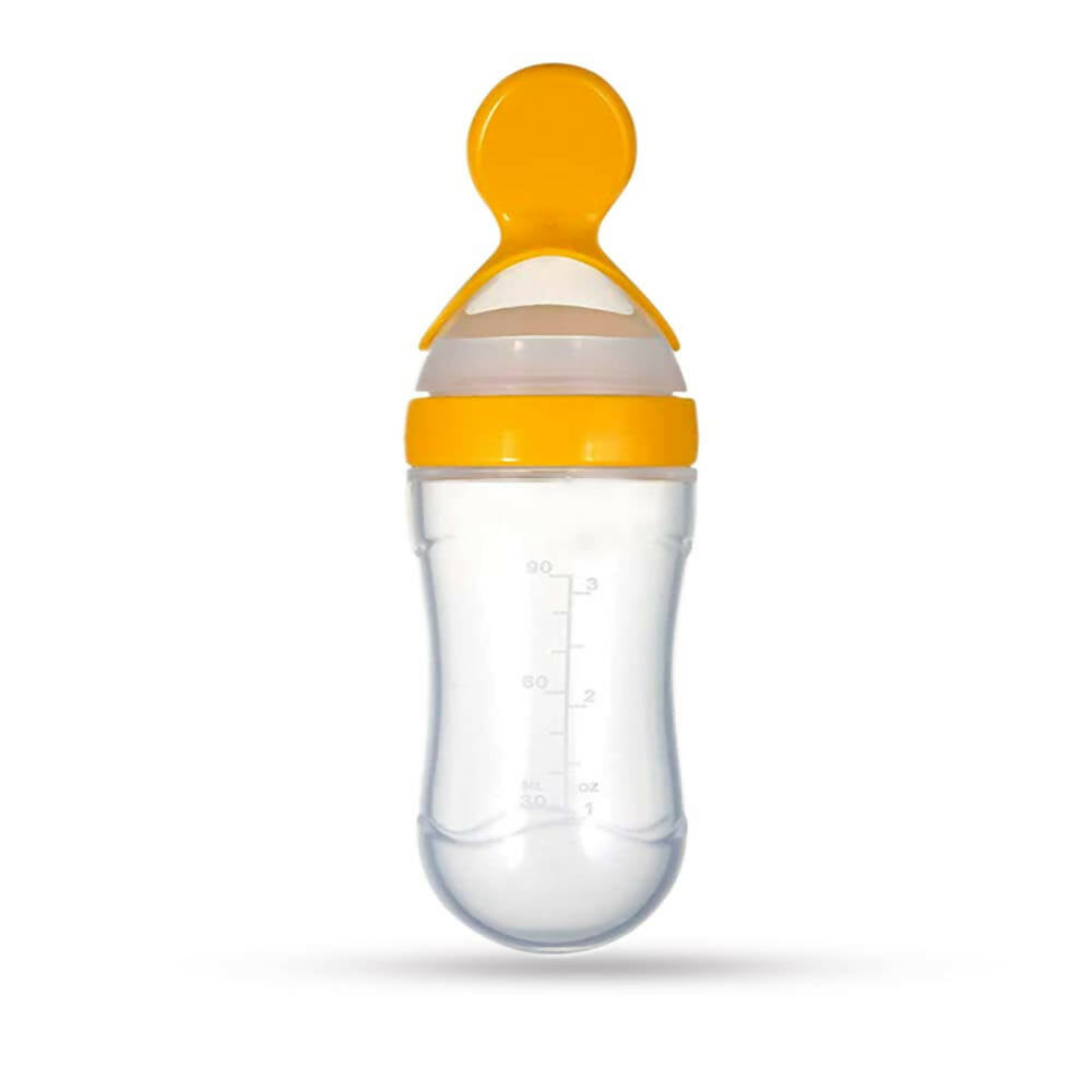 Goodmunchkins Silicone Spoon Food Feeder Silicone Bottle for Babies-Yellow - Distacart