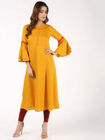 Thumbnail for Aniyah Latest Rayon Bell Sleeves Solid Anarkali Kurta In Mustard (AN-152K)