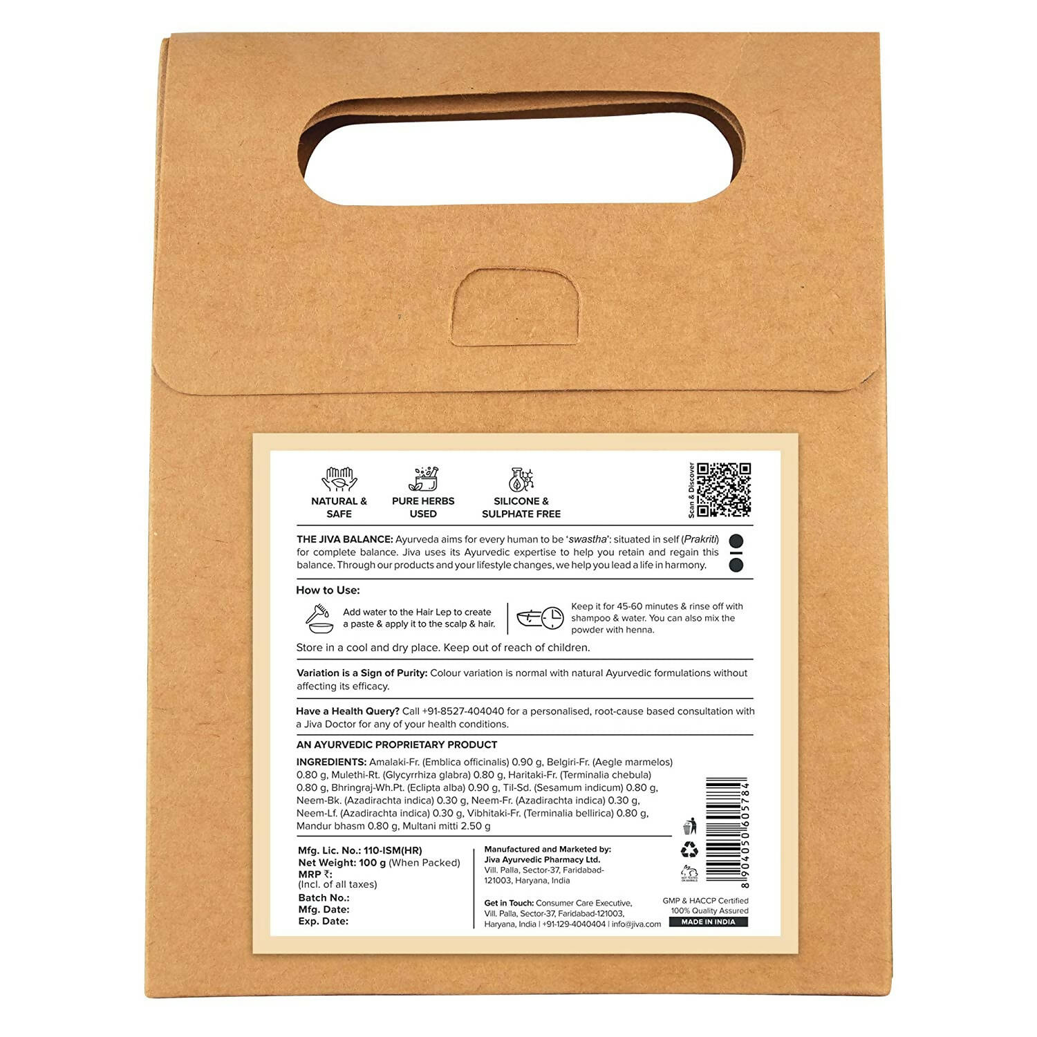 Jiva Ayurveda Hair Lep with Multani Mitti - Distacart