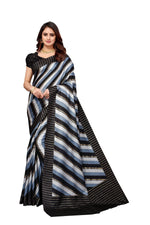 Thumbnail for Vamika Ethnic Fire Black Foil Print Art Silk Saree - Distacart