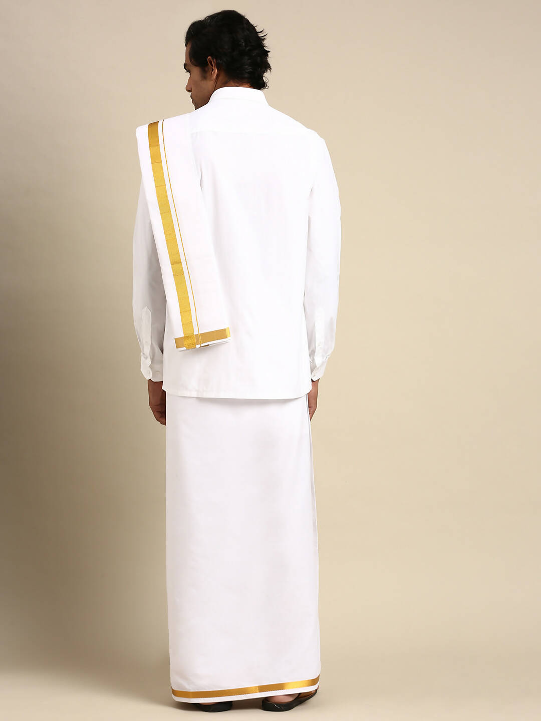 Ramraj Cotton Mens Wedding White Regular Dhoti, Shirt & Towel Set Subhakalyan 1" - Distacart