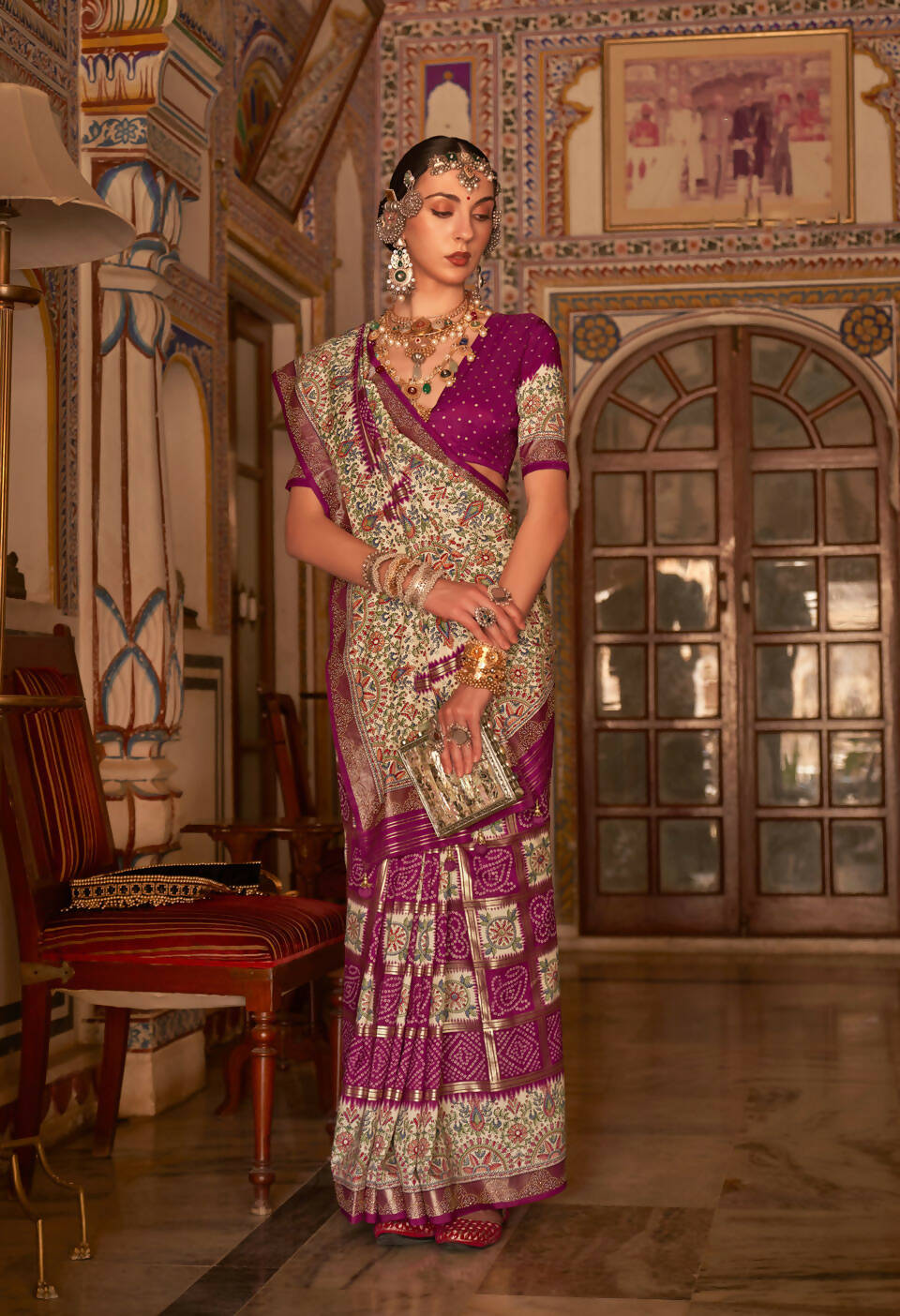 Rani P V Silk Digital Print, Zari Work Printed Saree - Rewaa Parampara - Distacart