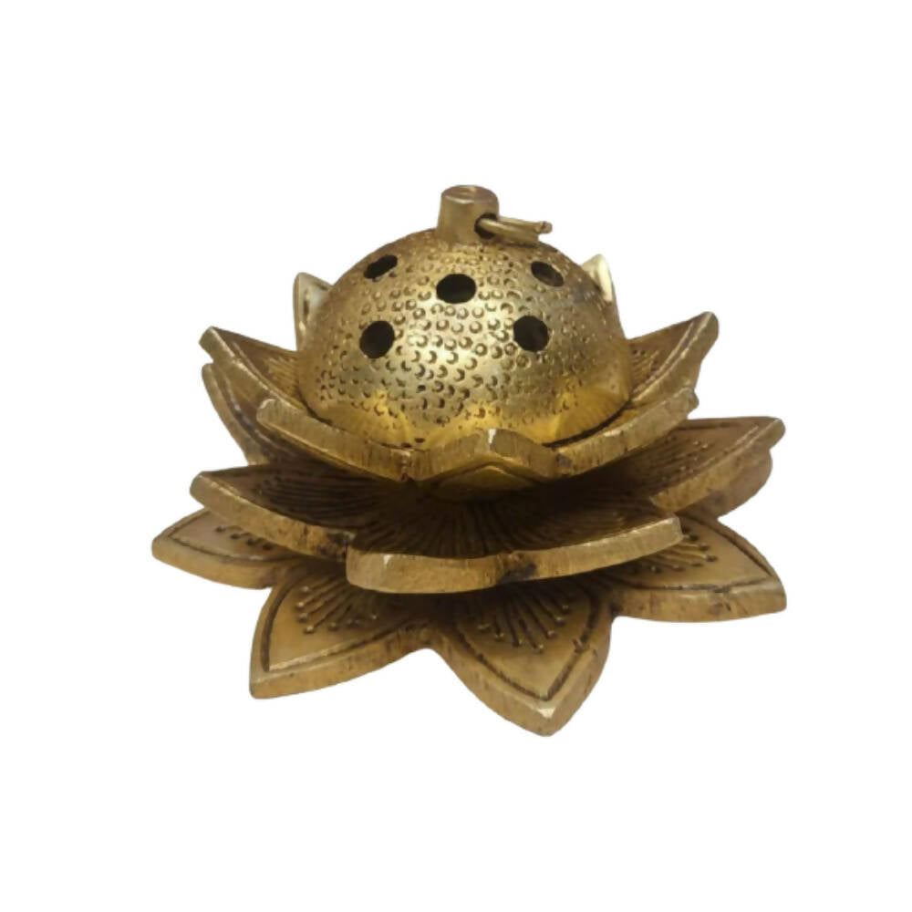 Tamas Brass Handcrafted Lotus Dhoop Stand with Antique Finish - Distacart