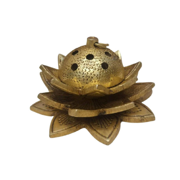 Tamas Brass Handcrafted Lotus Dhoop Stand with Antique Finish - Distacart