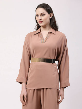 NVR Women Circular Gold Plated Adjustable Broad Belt - Distacart