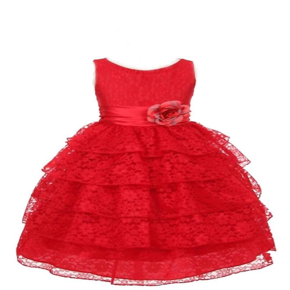 Asmaani Baby Girl's Red Colour Satin A-Line Maxi Full Length Dress (AS-DRESS_22109) - Distacart