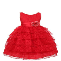 Thumbnail for Asmaani Baby Girl's Red Colour Satin A-Line Maxi Full Length Dress (AS-DRESS_22109) - Distacart