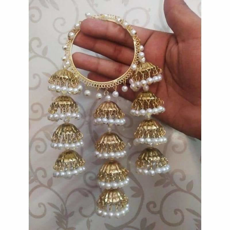 Gold Color Bangles With White Pearls Hanging Bangles