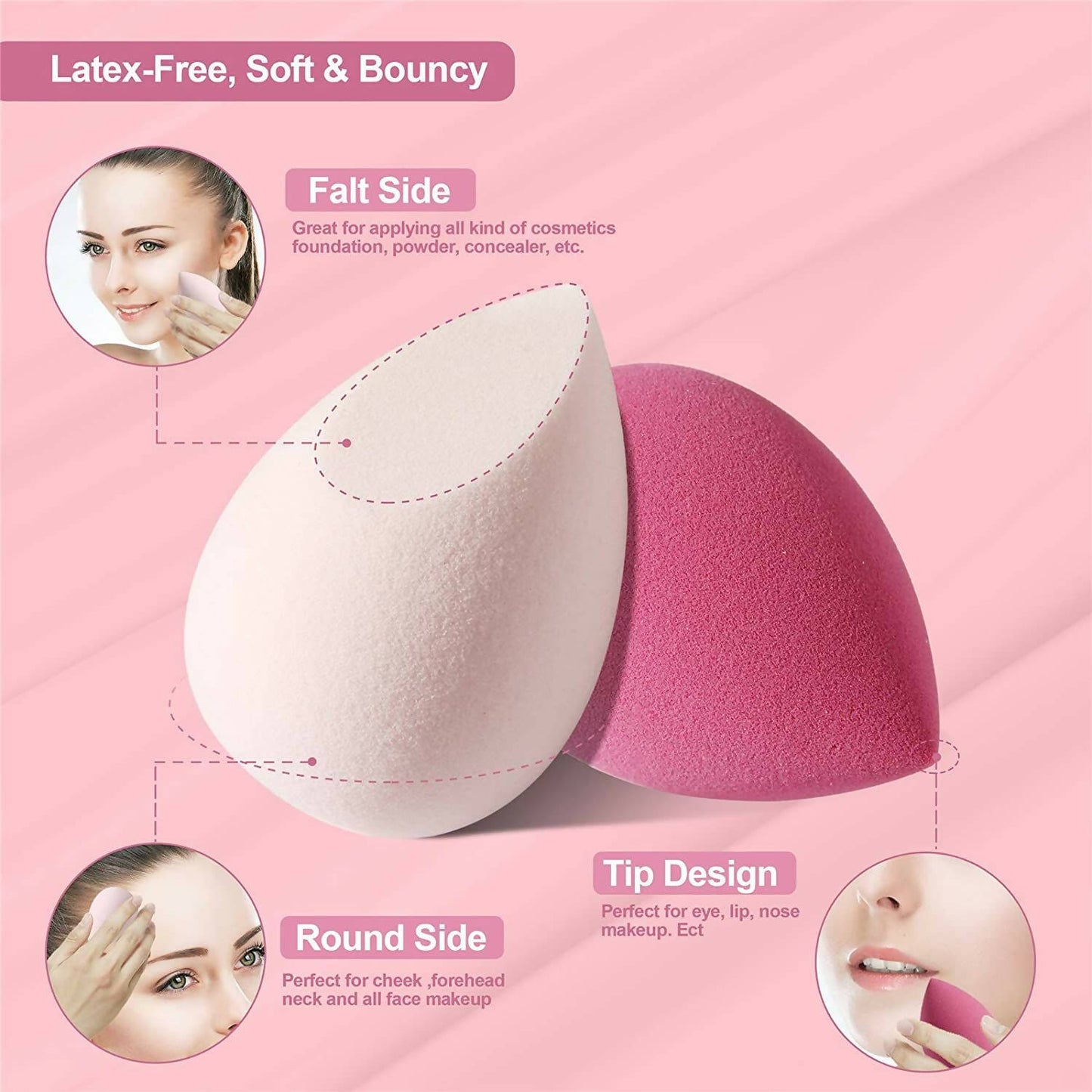 Favon Pack of 4 Professional Makeup Sponges with Storage Box - Distacart