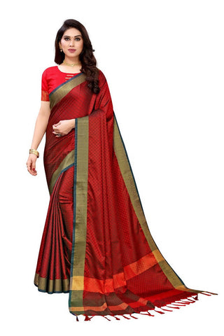 Vamika Banarasi Jacquard Weaving Red Color Saree