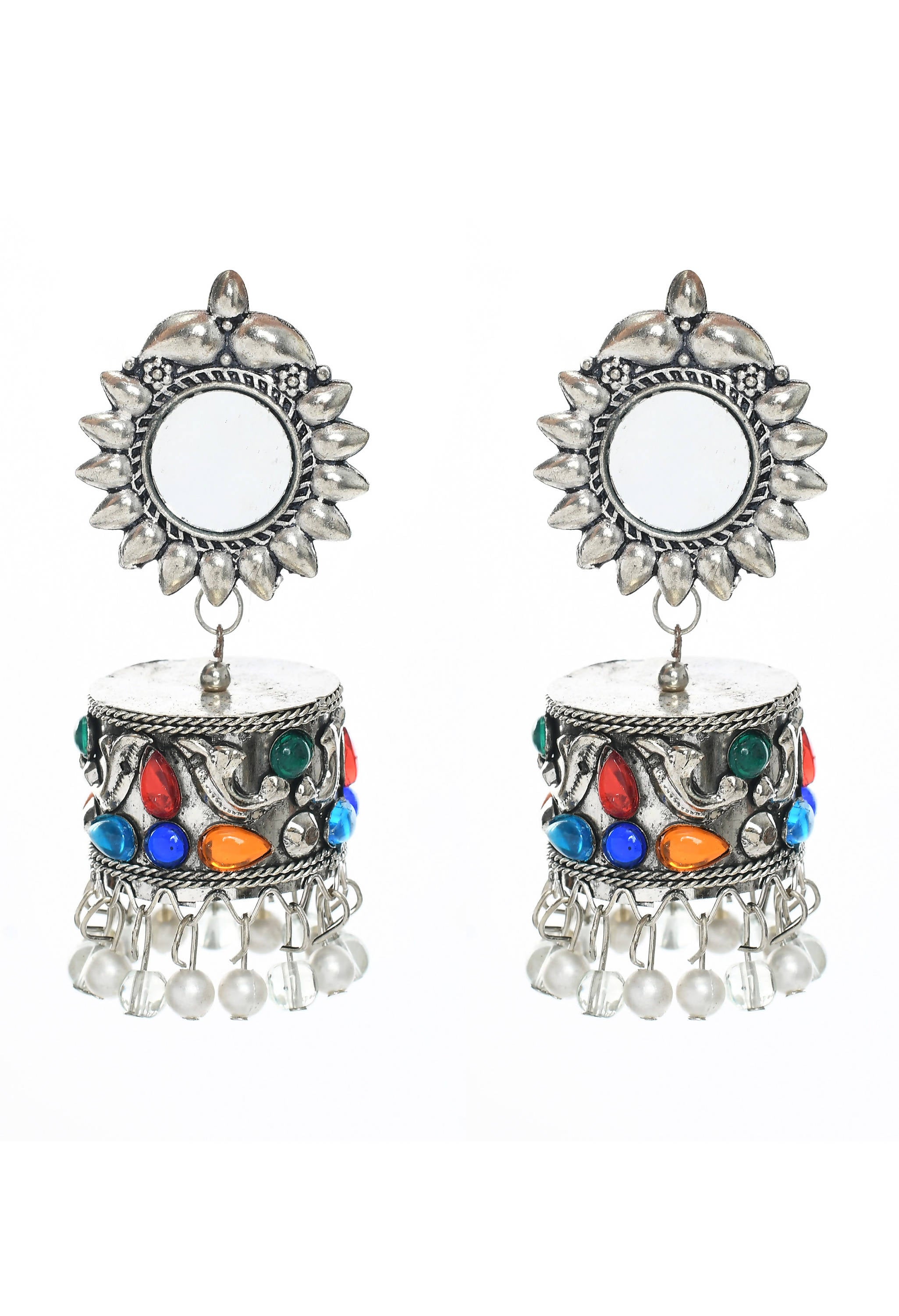 Mominos Fashion Johar Kamal Women Multi Kundan Oxidised Jhumkas - Distacart