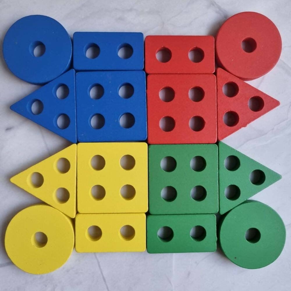 Nesta Toys Shape Sorter | Stacker | Lacing Toy - Multicolor - Distacart