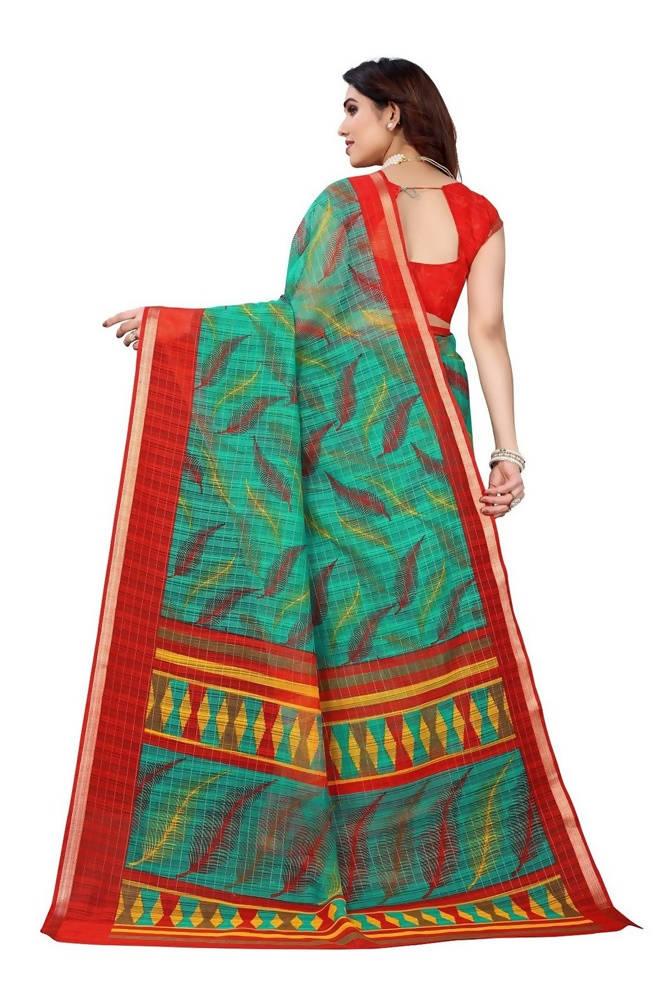 Vamika Green Linen Zari Border Saree