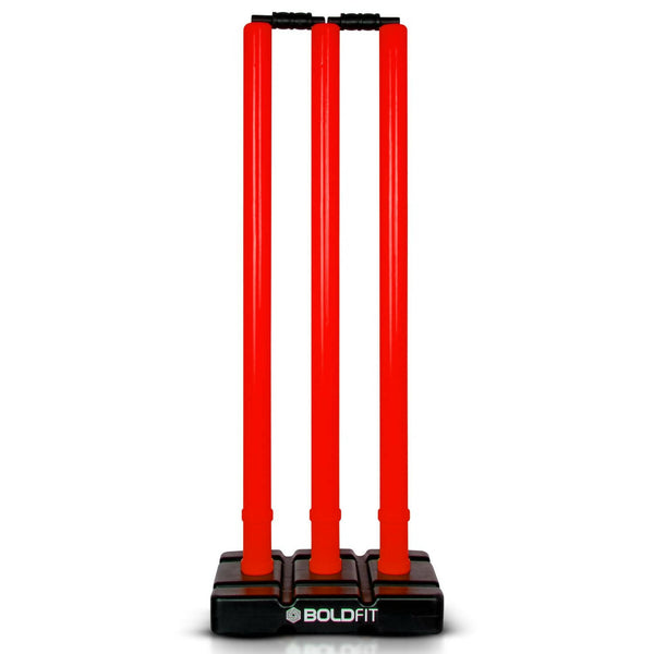 Boldfit Cricket Stumps with Stand & Bails - Red - Distacart