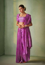 Thumbnail for Graceful Designer Violet Color Kanjivaram Silk Saree With Weaving Work - Yomika Fashions - Distacart