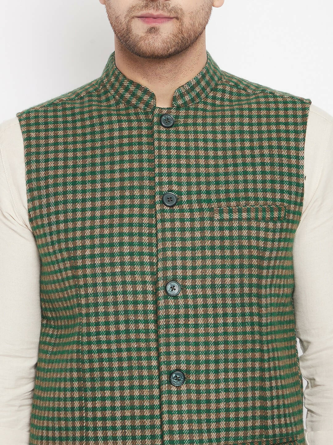 Even Apparels Green Wool Men Woven Nehru Jacket - Distacart