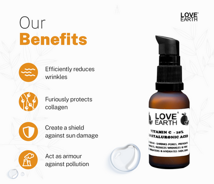 Love Earth Vitamin C 20%, E & Hydraulic Acid – Face Serum - Distacart