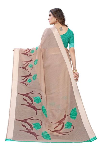Vamika Brown Linen Satin Patta Saree (VANI CHIKU) - Distacart