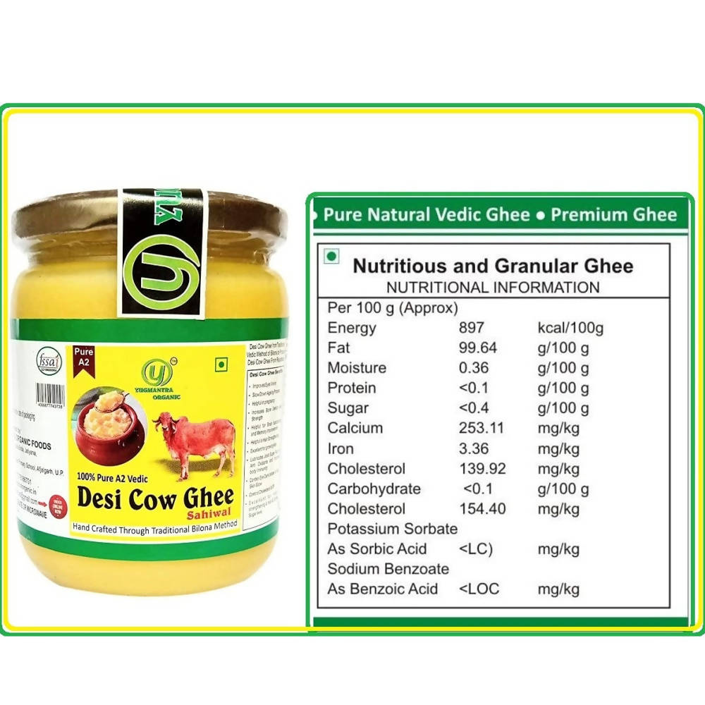Yugmantra Organic Foods Pure A2 Natural Desi Cow Ghee Nutritional information