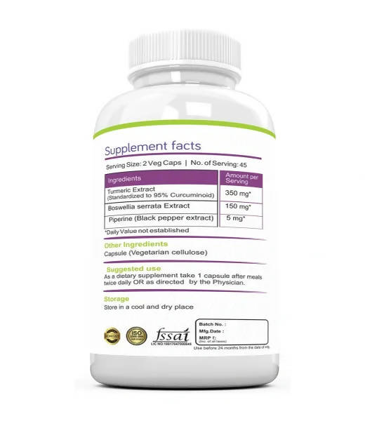 Ramini Bio Nutrition Curcumin Piperine Boswellia Veg Capsules - Distacart