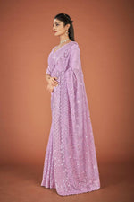 Thumbnail for Vastrasky Lavender Georgette Designer Saree - Distacart