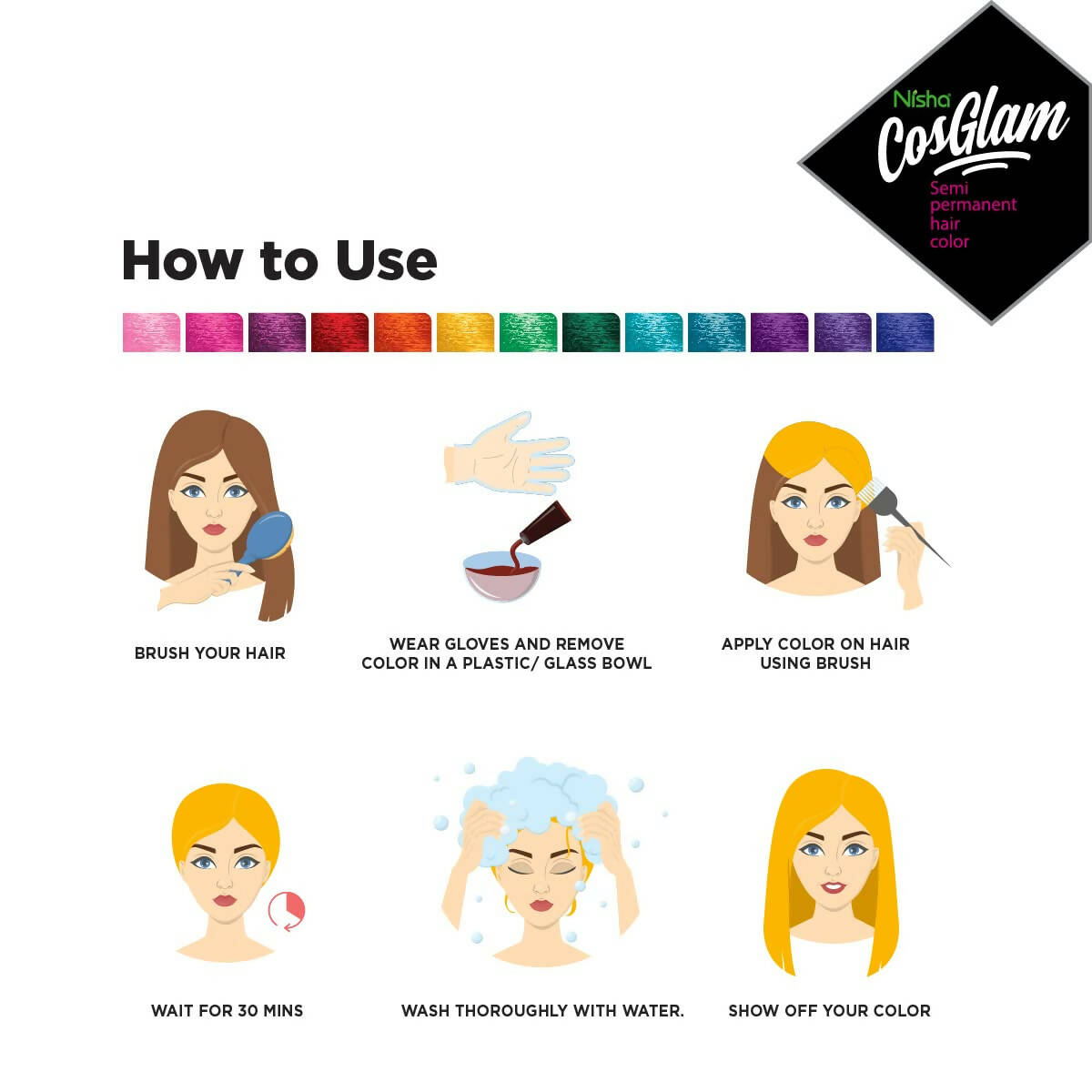 Nisha Cosglam Semi Permanent Hair Color 32 Sunshine Yellow - Distacart