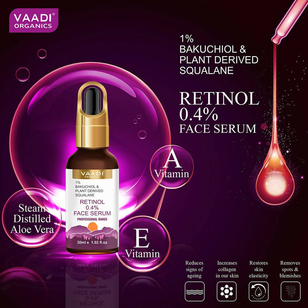 Vaadi Herbals Retinol 0.4% Face Serum With 1% Baluchiol & Plant Derived Squalane - Distacart