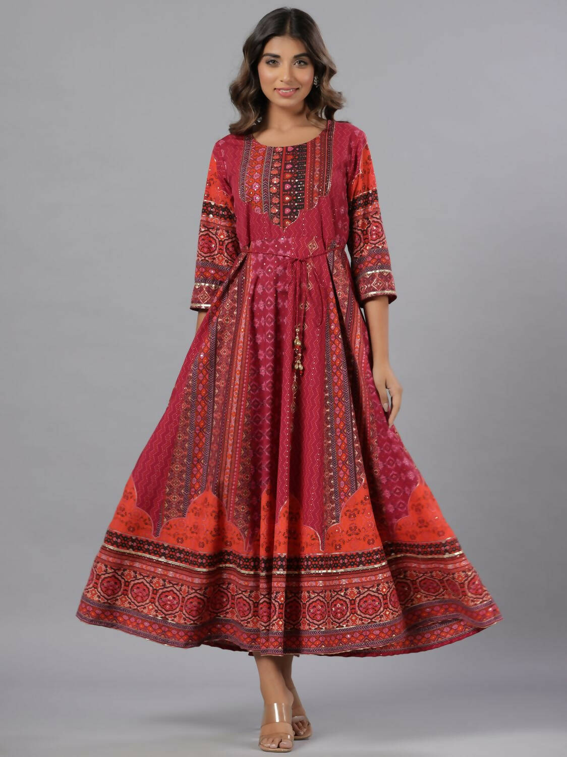 Juniper Women Plum Silk Printed Maxi Dress - Distacart