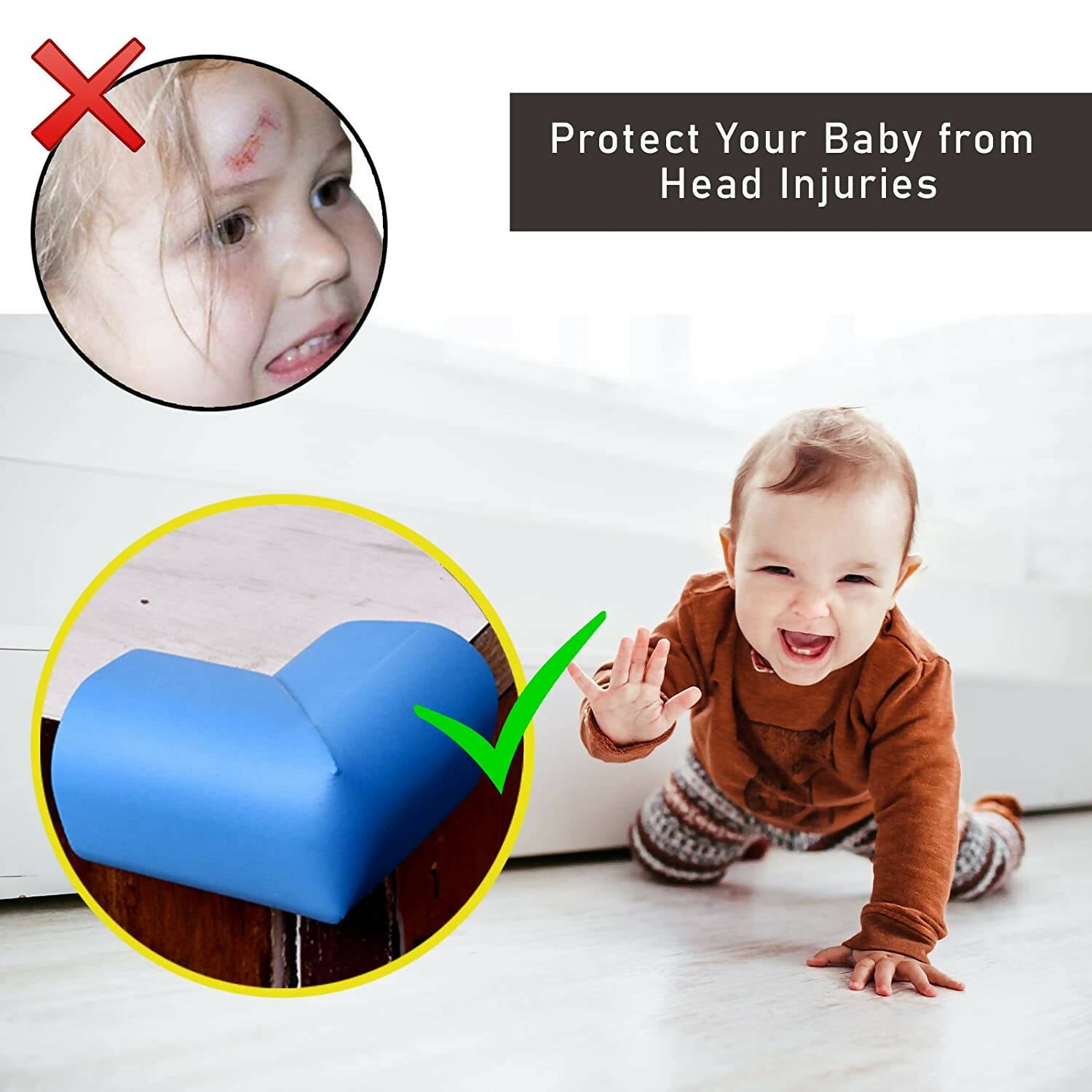Safe-O-Kid L Shaped Large Nbr Corner Cushions, Blue For Kids Protection - Distacart
