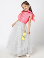 Thumbnail for Lil Drama Girls Choli With Ghaghra Set - Pink - Distacart